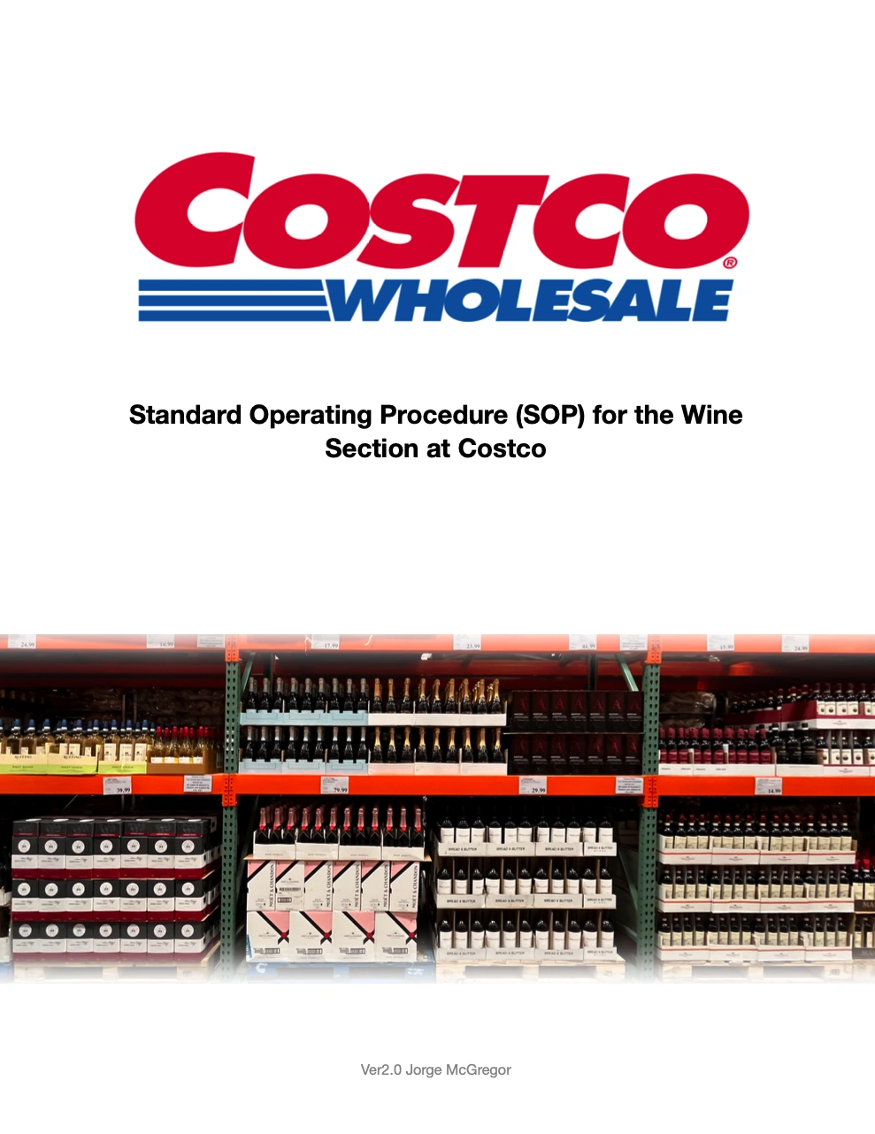Costco wine section SOP cover from my document design project