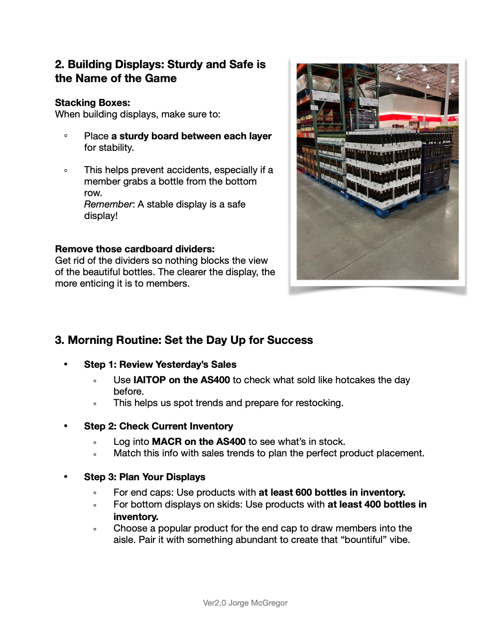 Document page combining display photography, stacking instructions and numbered morning routine